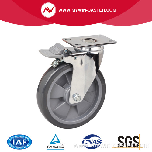 Chrome 6 Inch 130Kg Plate Brake PU Caster